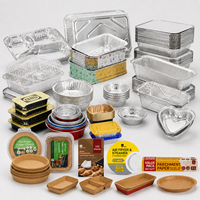 Bol en aluminium rouge de 2000 ml, épaissi, résistant à la chaleur, jetable, recyclable, pour barbecue, restauration, plats à emporter, avec couvercle en plastique