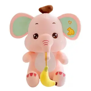 नई शैली के साथ मजेदार भरवां पशु आलीशान खिलौना हाथी केले के लिए Kawaii नरम हाथी आलीशान उपहार