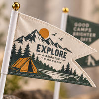 Drapeaux à main personnalisés en polyester à queue d'hirondelle, fanions de camping en plein air, drapeaux de festival de musique, petits drapeaux de voyage sur bâton