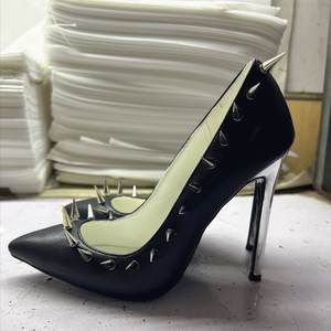 Big Size 45 Dress Sexy Outdoor Pumps Women's Wide Fit Stiletto Sandals <b>Long</b> Rivets Thin Heels Shoes - Product Image 3