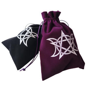 Kantong Perhiasan Flanel Tebal 13x18cm, Kantong Kartu <span class=keywords><strong>Tarot</strong></span> Oracle Beludru, Kantong Serut Hadiah Bintang Bulan - Product Image 5