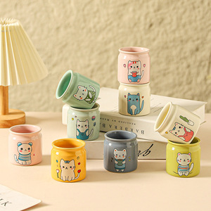 Factory direct sales of <b>cute</b> cat-themed ceramic drinking cups for children, microwave-safe, and stylish office <b>mugs</b>. - Product Image 1