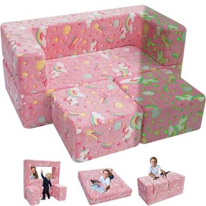 Canapé modulaire pour enfants, canapé pliable pour salle de jeux, chaise en <span class=keywords><strong>mousse</strong></span> <span class=keywords><strong>licorne</strong></span> convertible phosphorescente pour bébés et enfants - Product Image 1