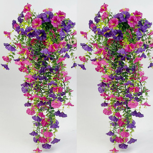 Panier de fleurs artificielles Yixin Floral Art, rose et violet, vigne suspendue, décoration de mariage, décoration de la maison, décoration murale extérieure, patio, 30cm-100cm - Product Image 3