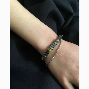 Thời trang hạt của vết nứt và Hematit đá tự nhiên thép không gỉ cực Chuỗi Vòng Đeo tay quyến rũ phụ nữ người đàn ông Quà Tặng stb060 - Product Image 2