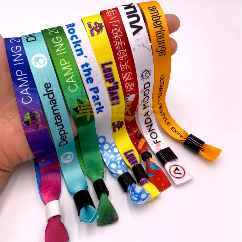 Party Custom Barrel Lock Polsband Effen Stof Festival Doek Toegangsticket Evenement Satijnen Polsband Voor Activiteitenconcert