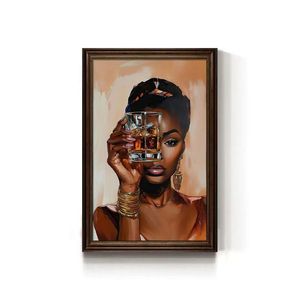 レストランやバーのインテリア用ワインとグラスの素朴な工業用パブ壁装飾レトロキャンバス絵画 - Product Image 1