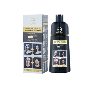 ESTELIN 400ml <span class=keywords><strong>Tinte</strong></span> para el cabello rápido Colágeno negro natural Aceite de argán Champú para el color del cabello Forma de crema refrescante y nutritiva - Product Image 3