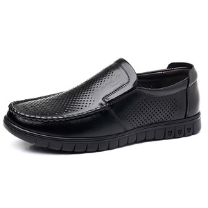 Mocassins en cuir pour hommes, bout rond, respirants, chaussures décontractées de printemps, style à enfiler - Product Image 5