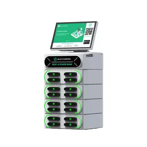Station de location de banque d'énergie partagée empilable intégrée à écran tactile à 16 fentes avec chargeur rapide Pos Distributeur automatique partageant l'alimentation