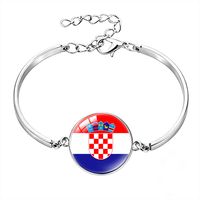 Maßgefertigtes Kolumbien-Flaggen-Cabochon-Armband, Metallketten-Zeitedelstein-Armband für Fußballfans & Festivalgeschenke