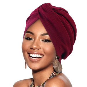 Nouvelles dames plissé couleur unie sommeil indiens casquette croix torsion ethnique Costume chimio Turban femmes - Product Image 4