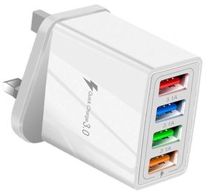 Multi USB <b>Plug</b> Charger <b>UK</b> 4-Port USB Wall Charger QC 3.0 3.1A Fast Charging With <b>Smart</b> Device-Adaptive for All Smartphone - Product Image 1
