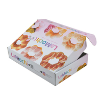 Boîtes d'emballage pour beignets en papier kraft recyclable avec logo personnalisé, 3 à 12 pièces, vernissage brillant pour sushis, crêpes, boulangerie, boîte à emporter