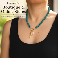 Collar de Piedras Preciosas con Cuentas Personalizado, Producción Rápida con MOQ Bajo, Cuentas de Piedra Natural con Dije para Joyería de Marca Privada