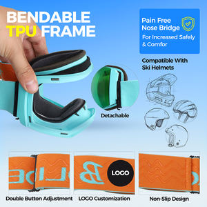 定制型 UV400 防雾滑雪镜，带可调节带子，适合所有头围尺寸，适合运动和户外活动 - Product Image 4