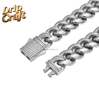 Nouveau collier chaîne cubaine en acier inoxydable 18 carats avec zircon et fermoir en cuivre, 6/8/10/12/14 mm, vente en gros.