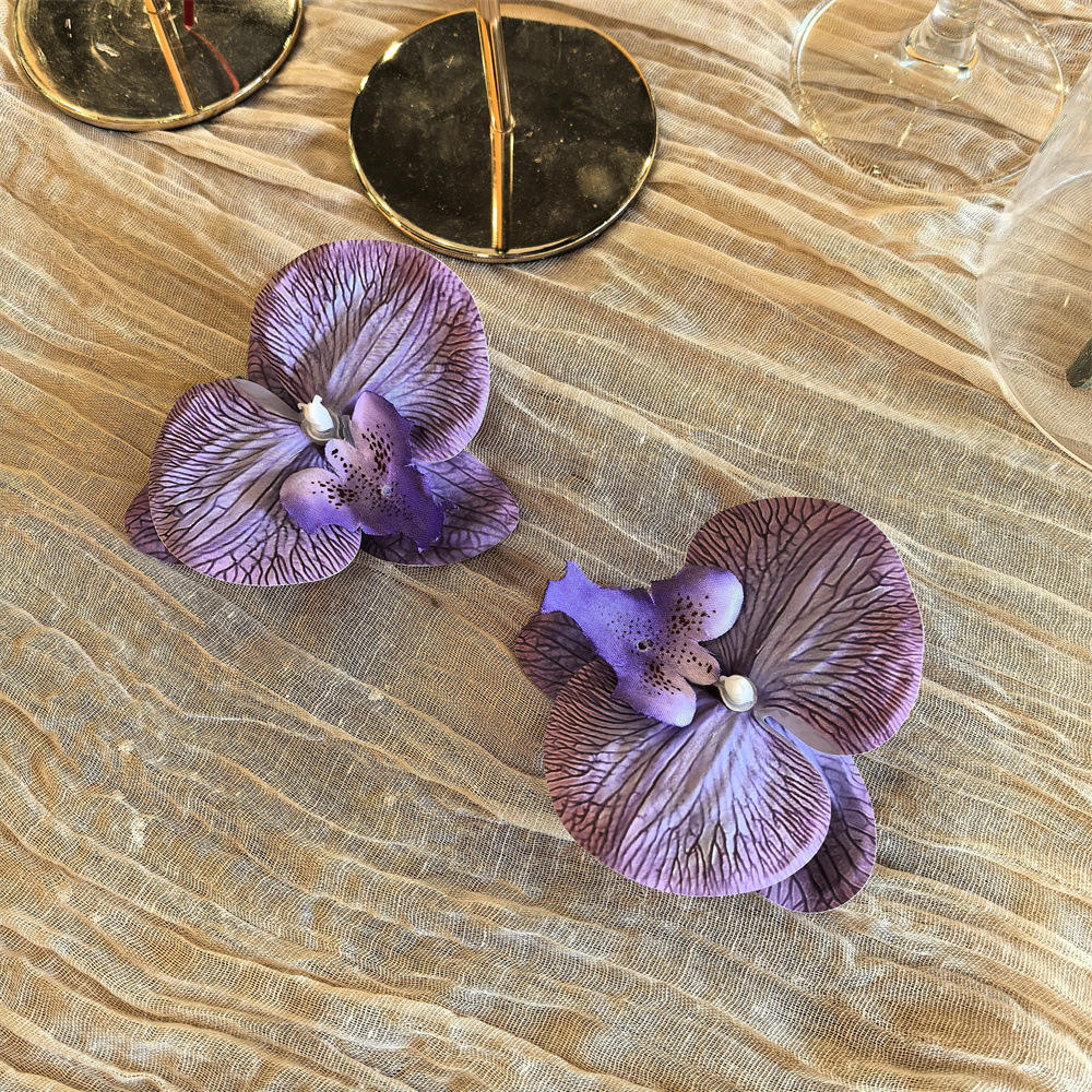 Pair of dark purple phalaenopsis flower shoes clip
