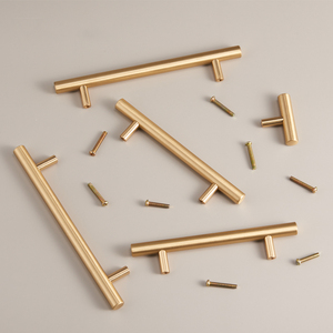 Moderno in ottone massiccio <span class=keywords><strong>oro</strong></span> lungo tirare le maniglie per cucina per mobili porte armadi armadi cassetti tira manopole Tbar maniglia - Product Image 2