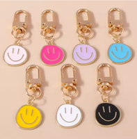 Llavero de Aleación con Cara Sonriente para Mujer, Personalizado en 7 Colores: Amarillo, Rosa, Azul, Negro, Esmalte, Hecho a Medida, Alta Calidad