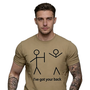 T-shirt humoristique « I Have Got Your Back » avec dessin de personnage en bâtonnets, motif humoristique pour meilleur ami, haut graphique en coton surdimensionné à manches courtes, style streetwear, haut décontracté - Product Image 4