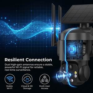 Telecamera Solare WiFi a Tre Lenti 6MP PTZ Dome Senza Alimentazione IP66 Logo Personalizzato V380 Telecamera di Sicurezza Esterna all'Ingrosso - Product Image 3