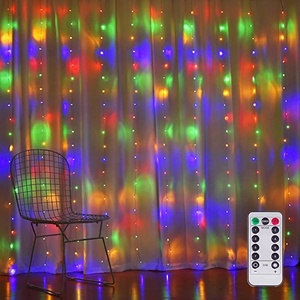 Guirlande lumineuse en forme <span class=keywords><strong>de</strong></span> rideau avec fil <span class=keywords><strong>de</strong></span> cuivre 3*3m 300 LED, télécommande USB, étanche pour l'intérieur et l'extérieur, lampe <span class=keywords><strong>de</strong></span> rideau <span class=keywords><strong>de</strong></span> Noël - Product Image 3