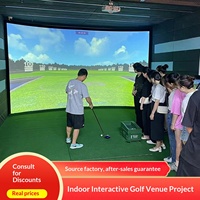 Centre d'expérience de simulateur de golf intelligent en salle, équipement de divertissement interactif à grande échelle pour sites sportifs, fabricant unique