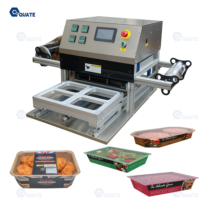 Automatic Food Tray Vacuum Sealing Machine with Nitrogen Flush for Fast Food & Meat for Foil Cans Bottles