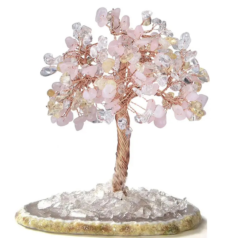 Wholesale natural crystal gemstone fortune money tree feng shui for home ornamental centerpieces