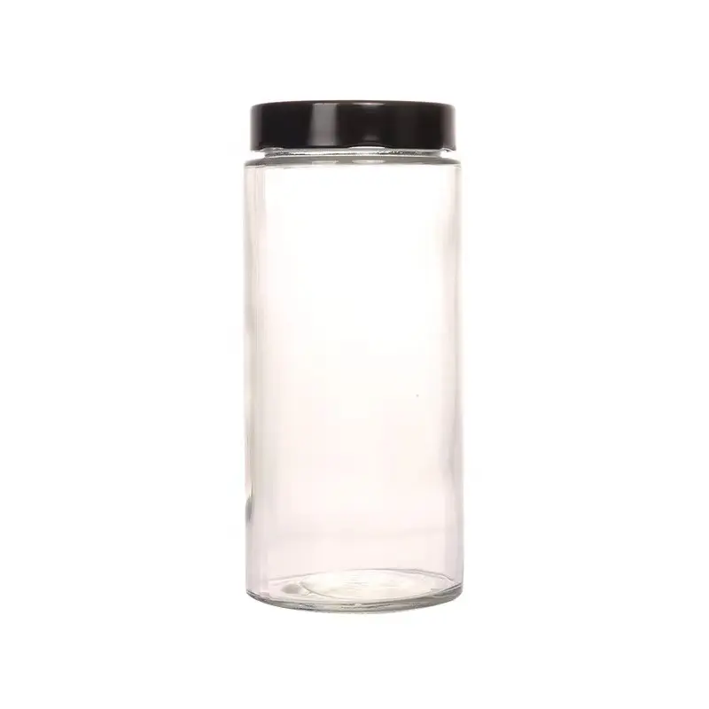 Botol madu bulat, 195Ml 240Ml 350Ml 450Ml 500Ml 770Ml botol saus acar kaca transparan tinggi dengan penutup segel