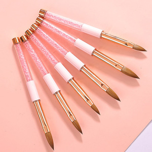 Pinceau à ongles en acrylique 100% Sable Kolinsky avec manche rose diamanté personnalisé, pour poudre 3D, peinture, extension, manucure, salon, nail art - Product Image 3