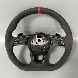 Volante Deportivo Plano de Alta Calidad en Cuero y Alcántara con Botón de Encendido <span class=keywords><strong>S</strong></span>-<span class=keywords><strong>Line</strong></span> para <span class=keywords><strong>Audi</strong></span> A3 A4 A5 <span class=keywords><strong>A6</strong></span> A7 A8 Q3 Q5 Q7 R8 R3 R5 - Product Image 2