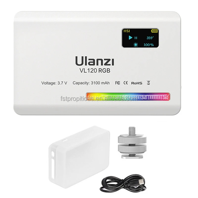 Ulanzi VL120 RGB LED Video Light Camera Light Full Color Rechargeable 3100mAh Dimmable 2500-9000K Panel Light Photo Studio Lamp