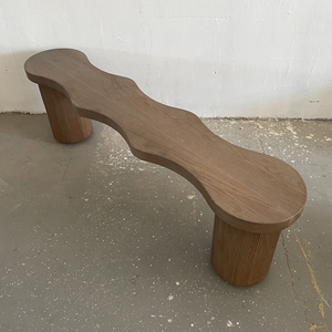 Fancy Design Modern Victorian Fluted Oak <strong>Wood</strong> <strong>Bench</strong> <strong>with</strong> Burl Top-Durable Entry School Apartment Bedroom <strong>Garden</strong> <strong>Bench</strong> - Product Image 6