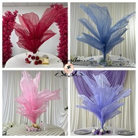 ANNIELU Vente en gros de fleurs en organza bleu poussière pour centre de table, hortensia en tissu sculptural pour mariage, banquet, événement, location