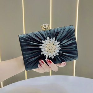 New for Cross Border Birthday Wedding Silk <b>Clutch</b> Pleated Shiny Rhinestone Dress Evening Bag Bag Tanjing - Product Image 6