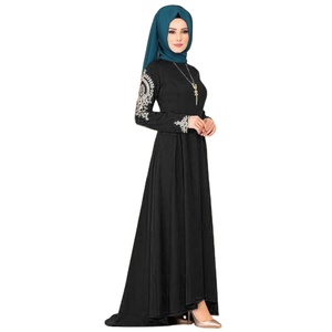 Abiti Islamici a Maniche Lunghe per Donne, Taglia S-5XL, Nero e Rosso, con Ricami Floreali, Vestito Lungo Musulmano, Casual per Signore, Stile Dubai e Medio Oriente <span class=keywords><strong>Arabo</strong></span> - Product Image 1