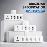 Regleta de 4 Tomas con Estándar Brasileño, Carga Rápida USB Tipo-C PD, 10A, Enchufe Eléctrico Universal, Cobre y ABS