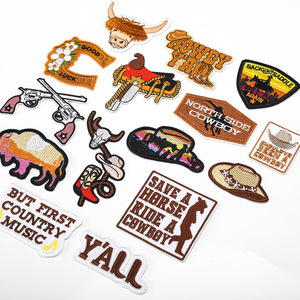 Howdy Yall Guangdong China Western Custom Embroidery Applique Patch Cap Men Iron On Faith Hat Patches For Hats - Product Image 3