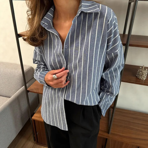 Neu eingetroffenes Damen-<span class=keywords><strong>Cardigan</strong></span>-Oberteil mit langen Ärmeln und gestreiftem Hemd - Product Image 6