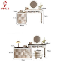 Coiffeuse de Luxe Sélectionnée avec Tiroir Ondulé, Style Crème, Intégrée au Meuble, Table Rotative