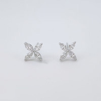Orecchini a Perno Minimalisti in Platino Pt950 con Diamanti Sintetici Taglio Marquise a Forma di X, Orecchini alla Moda