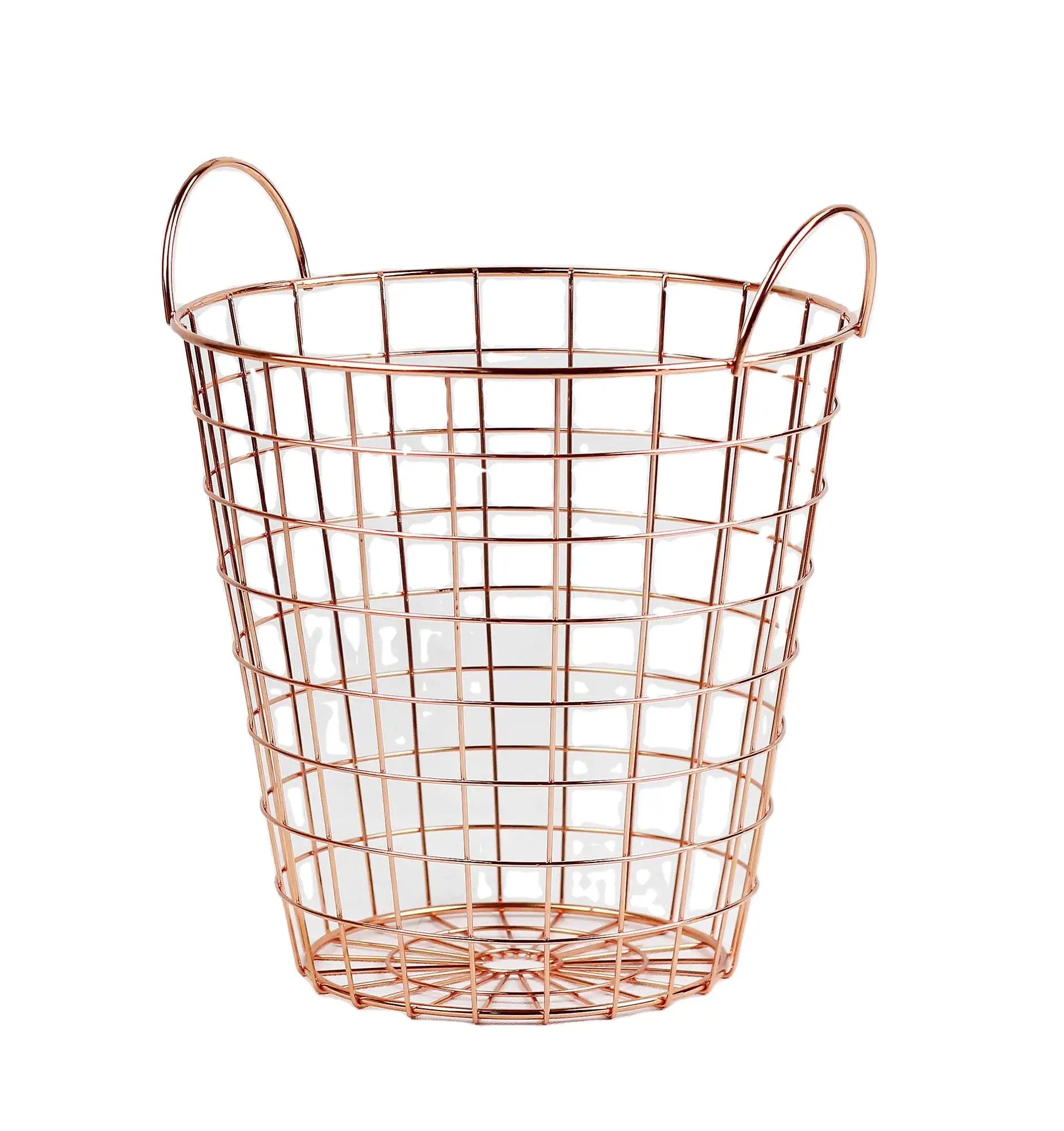 Custom Size Handcrafted Metal Wire Gold Color Plating Bathroom Storage Laundry Baskets Small