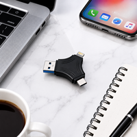 Adaptateur de clé USB 3.0 en métal 3-en-1 Type-C/Lightning/OTG Lecteur de carte 64 Go/128 Go/256 Go pour iPhone/Android/PC/Ordinateur portable Garantie 2 ans