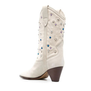 <span class=keywords><strong>Bottes</strong></span> de cow-boy pour femmes sur mesure, grande taille, en cuir suédé, <span class=keywords><strong>mi</strong></span>-<span class=keywords><strong>mollet</strong></span>, style western, hiver, automne, <span class=keywords><strong>bottes</strong></span> tendance augmentant la taille - Product Image 3