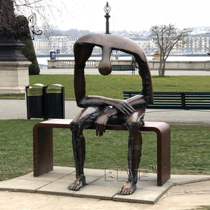 BLVE extérieur rue moderne <span class=keywords><strong>Art</strong></span> décor coulée assis abattu perdu Statues en métal humain Bronze jardin Sculpture abstraite - Product Image 1