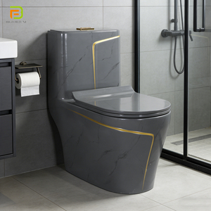 WC monobloc moderne Washdown, sanitaires de luxe pour hôtel, cuvette de toilette en céramique gris marbré - Product Image 1