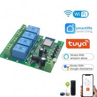 Tuya 4CH Modul Sakelar Relay Rumah Pintar 12V/24V/32V/110V/220V 10A Radio APP Remote Control 4 Saluran untuk Otomatisasi Rumah