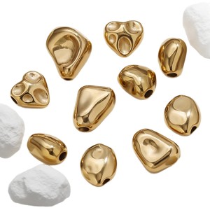 Irregular Pebble <b>Bead</b> | 18K PVD Gold Plated Stainless Steel <b>Large</b> Hole Spacer <b>Bead</b> for Jewelry Making | Waterproof ,Tarnish Free - Product Image 3